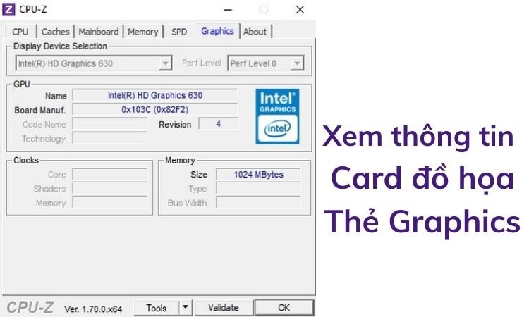 Thẻ Graphics để xem thông tin card đồ họa