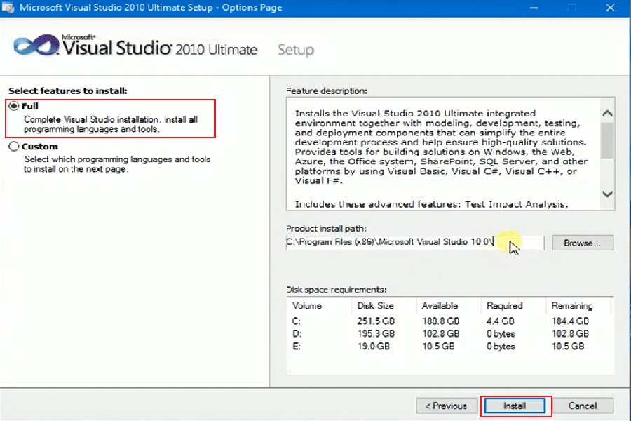 Hướng dẫn cài đặt Visual Studio 2010